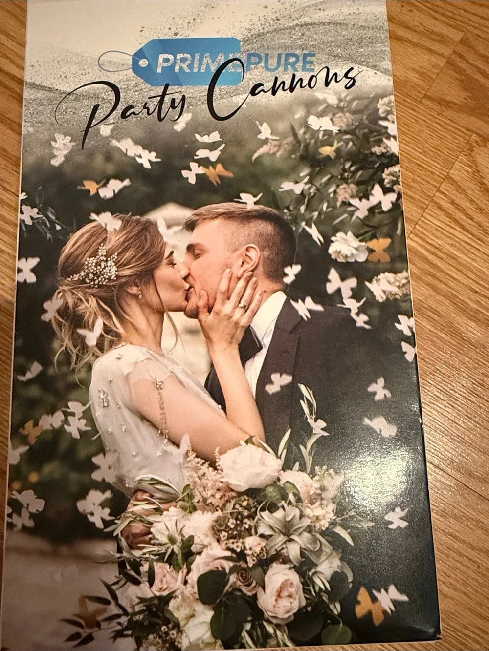 Party Cannons Confetti - White & Gold Butterflies (4 cannons)